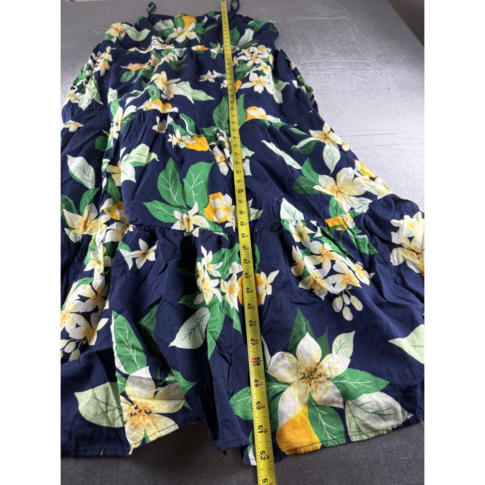 Old Navy Womens XXL Navy Blue Floral Lemon Print Tiered Maxi Dress Sleeveless - Picture 6 of 7